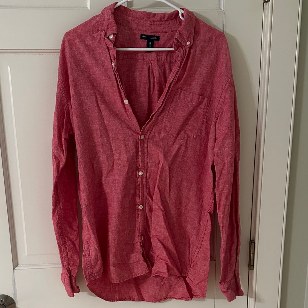 GAP Factory Men's Red Casual Button-Down Shirt